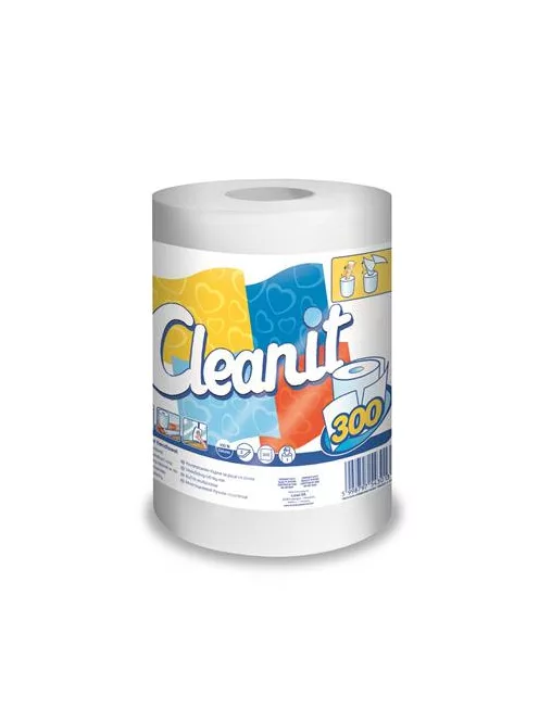 LUCART Törlőkendő, tekercses, univerzális, 2 rétegű, LUCART "CLEANIT 300", fehér