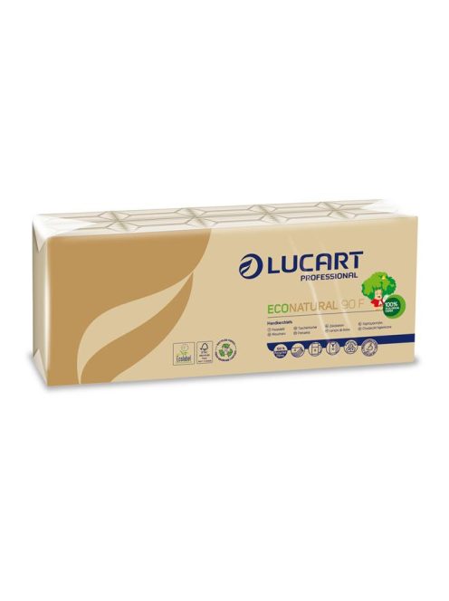 LUCART Papír zsebkendő, 4 rétegű, 10x9 db, LUCART "EcoNatural", barna