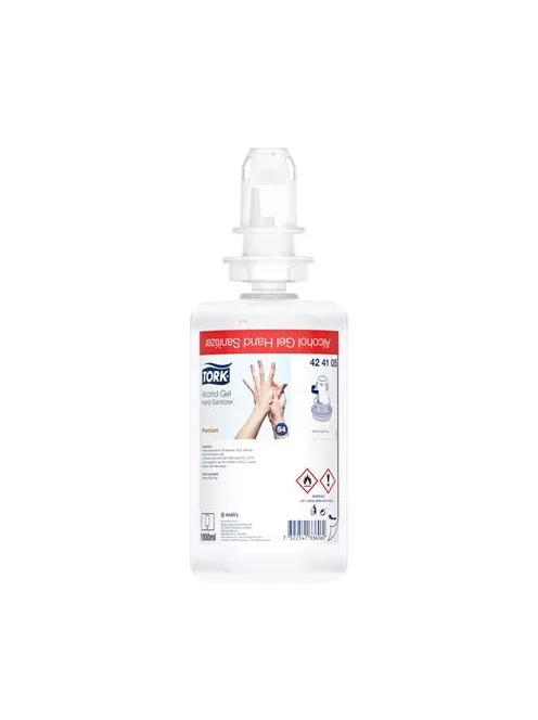 TORK Kézfertőtlenítő gél, alkoholos, 1 l, S4 rendszer, TORK, átlátszó
