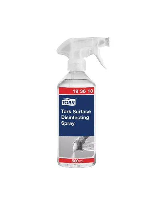 TORK Tisztító és felületfertőtlenítő spray, kétfunkciós szórófejjel, 500 ml, TORK, illatmentes