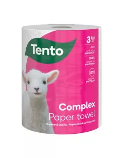   TENTO Háztartási papírtörlő, tekercses, 3 rétegű, 220 lap, TENTO "Complex", fehér