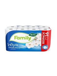   TENTO Toalettpapír, 2 rétegű, kistekercses, 16 tekercs, TENTO "Family White", fehér