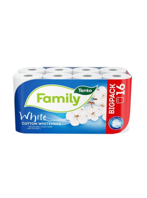 TENTO Toalettpapír, 2 rétegű, kistekercses, 16 tekercs, TENTO "Family White", fehér