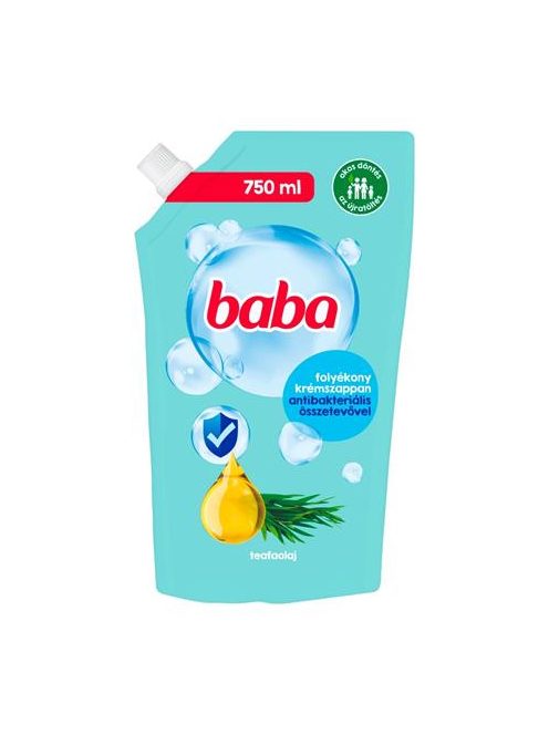 BABA Folyékony szappan utántöltő, 750 ml, BABA, teafaolajjal