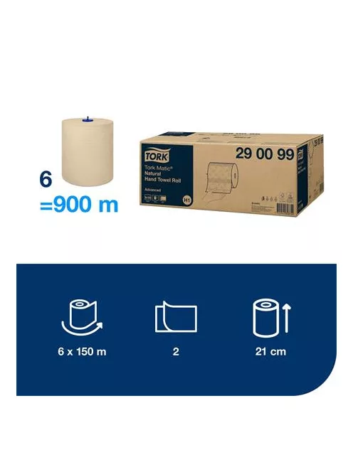 TORK Kéztörlő, tekercses, 2 rétegű, H1 rendszer, Advanced, TORK "Matic", natúr