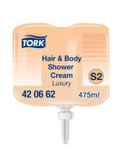 TORK Folyékony szappan, 475 ml, S2 rendszer, TORK "Mini Luxury", tusoláshoz és hajmosáshoz