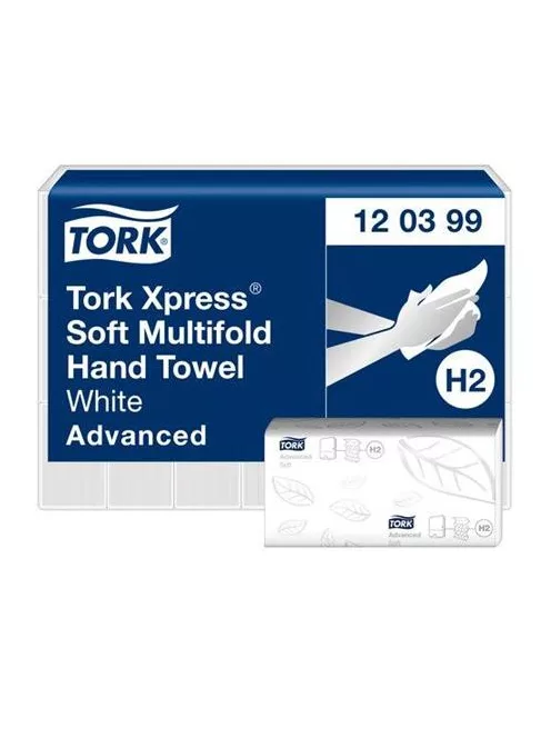 TORK Kéztörlő, Interfold, 2 réteg, 136 lap, H2 rendszer, Advanced, TORK "Xpress Soft Multifold", fehér