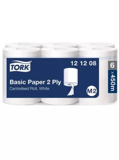   TORK Kéztörlő, tekercses, belsőmag-adagolás, 2 rétegű, M2 rendszer, Universal, TORK, fehér