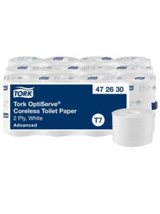   TORK Toalettpapír, belsőmag nélküli, T7 rendszer, 2 rétegű, 13,1 cm átmérő, Advanced, TORK "OptiServe", fehér