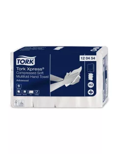   TORK Kéztörlő, tömörített, Interfold, 2 réteg, 200 lap, H2 rendszer, Advanced, TORK "Xpress Soft Multifold", fehér