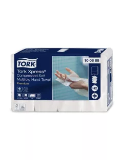   TORK Kéztörlő, tömörített, Interfold, 2 réteg, 170 lap, H2 rendszer, Premium, TORK "Xpress Soft Multifold", fehér