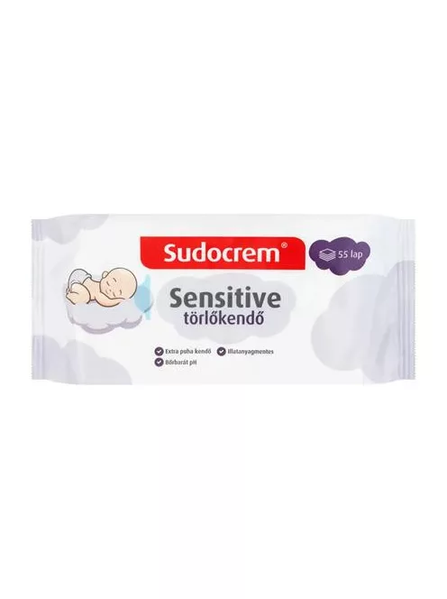 SUDOCREM Törlőkendő, 55 lap, SUDOCREM "Sensitive"