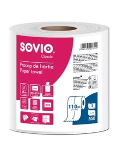   SOVIO Törlőpapír, tekercses, 110 m, 20 cm átmérő, 2 rétegű, SOVIO, hófehér
