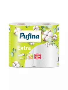   PUFINA Háztartási papírtörlő, 2 rétegű, 95 lap, 2 tekercses, PUFINA "Extra"
