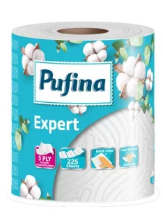   PUFINA Háztartási papírtörlő, 3 rétegű, 225 lap, 1 tekercses, PUFINA "Expert"