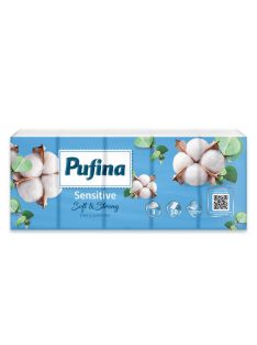   PUFINA Papír zsebkendő, 3 rétegű, 10x10 db, PUFINA "Sensitive"