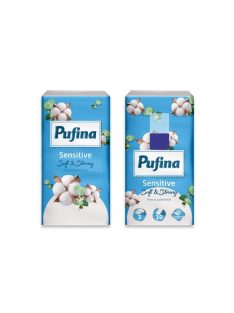   PUFINA Papír zsebkendő, 3 rétegű, 10x10 db, PUFINA "Sensitive"