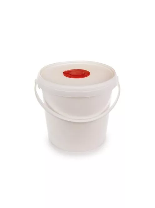 Vödör szöszmentes törlőkendő adagolásához, visszazárható fedéllel, 6,5 l, fehér