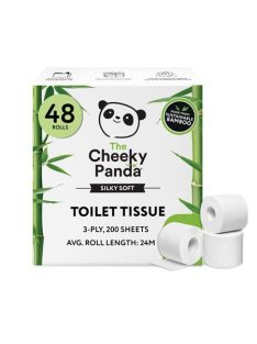   CHEEKY PANDA Toalettpapír, bambusz, 3 rétegű, kistekercses, 48 tekercs, CHEEKY PANDA, fehér