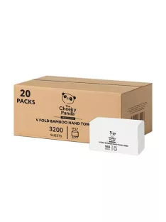   CHEEKY PANDA Kéztörlő, bambusz, V hajtogatott, 2 rétegű, 160 lap, 21,5x22,5 cm, CHEEKY PANDA, fehér