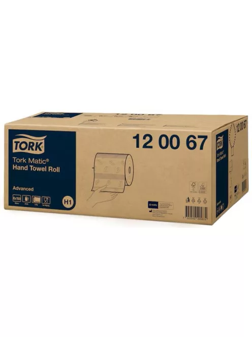 TORK Kéztörlő, tekercses, 2 rétegű, H1 rendszer, Advanced, TORK "Matic", fehér
