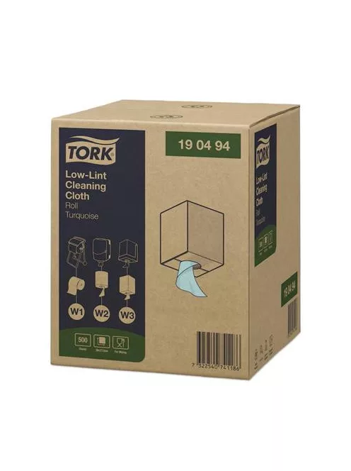 TORK Tisztítókendő, szöszszegény, tekercses, 1 rétegű, W1-3 rendszer, TORK, türkiz