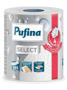   PUFINA Háztartási papírtörlő, 4 rétegű, 265 lap, 1 tekercses, PUFINA "Select"