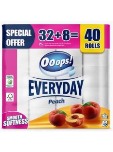   OOOPS Toalettpapír, 3 rétegű, kistekercses, 32+8 tekercs, OOOPS "Everyday", barack