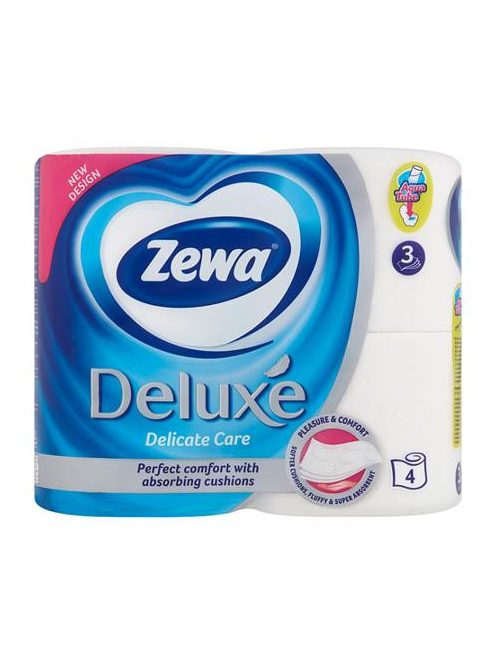 ZEWA Toalettpapír, 3 rétegű, kistekercses, 4 tekercs, ZEWA "Deluxe", fehér