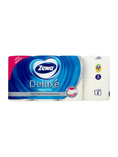 ZEWA Toalettpapír, 3 rétegű, kistekercses, 8 tekercs, ZEWA "Deluxe", fehér