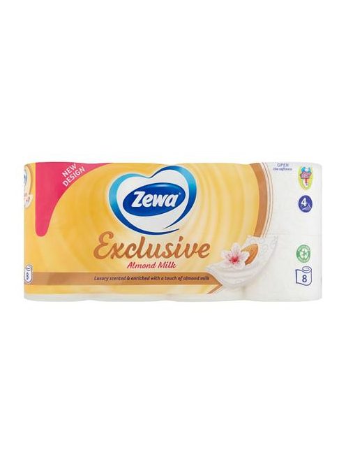 ZEWA Toalettpapír, 4 rétegű, kistekercses, 8 tekercs, ZEWA "Exclusive", almond milk