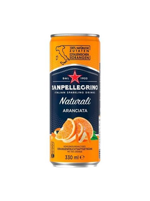 SAN PELLEGRINO Üdítőital, szénsavas, 0,33 l, SAN PELLEGRINO, narancs