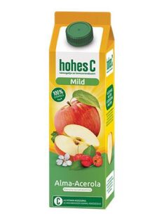   HOHES C Gyümölcslé, 100%, 1 l, HOHES C " Mild Juice", alma-acerola