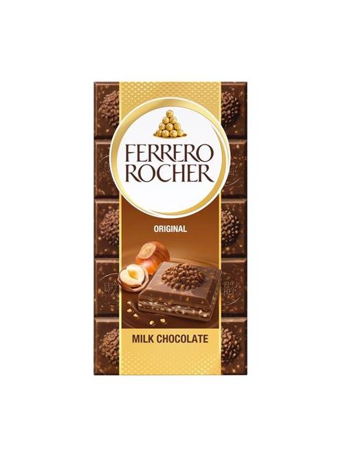 FERRERO ROCHER Tejcsokoládé, 90 g, FERRERO ROCHER "Prémium", mogyorós töltelékkel