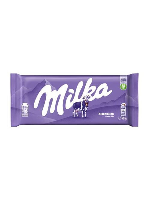 MILKA Táblás csokoládé, 90 g, MILKA, alpesi tej