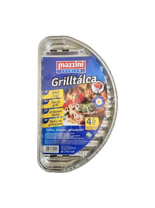 MAZZINI Grilltálca, 19x32 cm, félkör alakú, 4 db, MAZZINI "Premium"