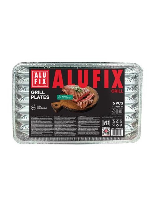 ALUFIX Grilltálca, 34,5x22,5 cm, négyszögletű, 5 db, ALUFIX