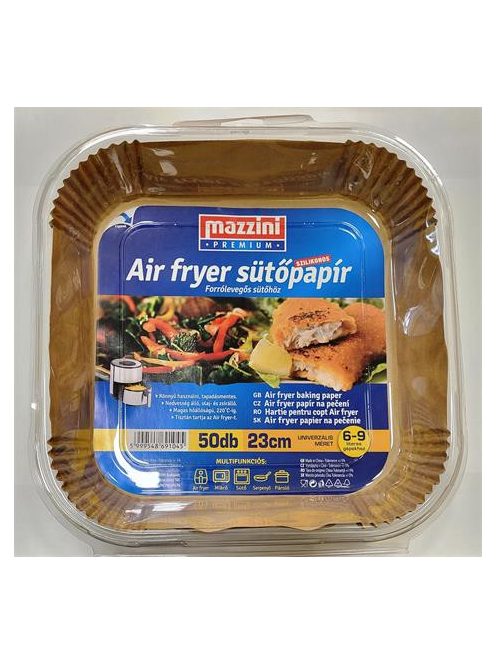 MAZZINI Sütőpapír, szilikonos, Air Fryer készülékhez, szögletes, 23 cm, 50 db, MAZZINI "Premium"