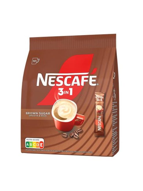 NESCAFE Instant kávé stick, 10x16,5 g, NESCAFÉ "3in1", barna cukorral