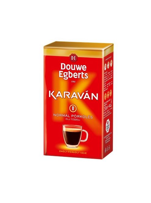 DOUWE EGBERTS Kávé, pörkölt ,őrölt, vákuumos csomagolásban, 225 g, DOUWE EGBERTS "Karaván" normál pörkölés