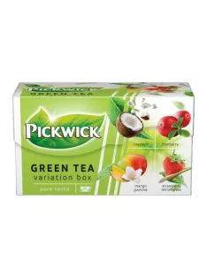   PICKWICK Zöld tea, 20x1,5 g, PICKWICK "Zöld tea Gyümölcsös Variációk", kókusz, vörösáfonya, eper-citromfű, mangó-jázmin