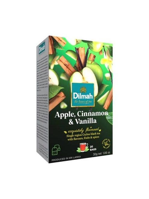 DILMAH Fekete tea, 20x1,5g, DILMAH, alma-fahéj-vanília