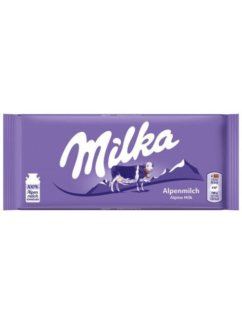 MILKA Táblás csokoládé, 100 g, MILKA, alpesi tej