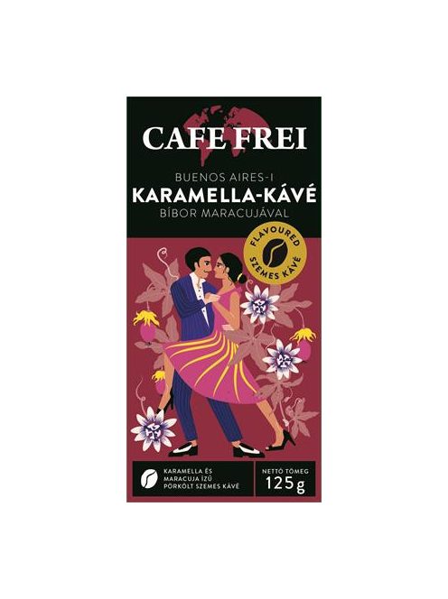 CAFE FREI Kávé, pörkölt, szemes, 125 g, CAFE FREI "Buenos Aires-i karamella" bíbor maracujával