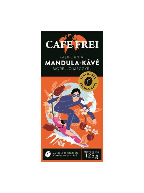 CAFE FREI Kávé, pörkölt, szemes, 125 g, CAFE FREI "Kaliforniai mandula" morello meggyel