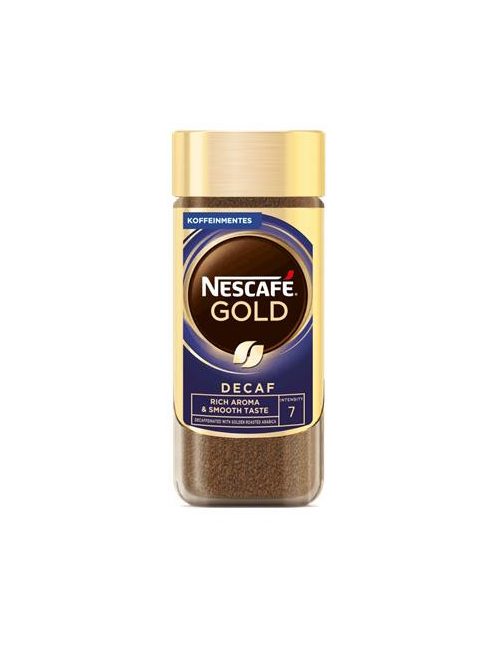 NESCAFE Instant kávé, koffeinmentes, 100 g, üveges, NESCAFÉ "Gold"