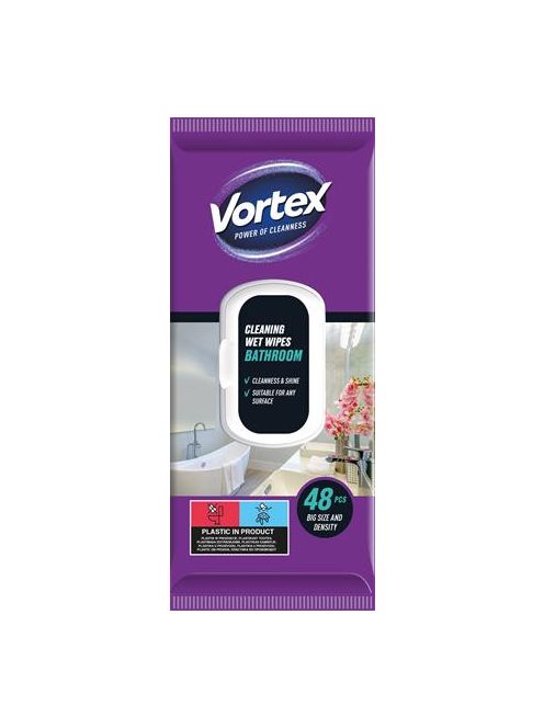 VORTEX Nedves törlőkendő, fürdőszobai, 48 db, VORTEX