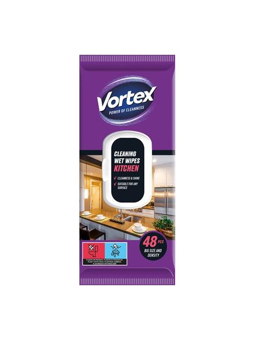 VORTEX Nedves törlőkendő, konyhai, 48 db, VORTEX