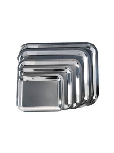 Tálca, szögletes, rozsdamentes acél, 25 x 21 cm