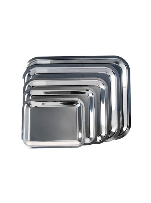 Tálca, szögletes, rozsdamentes acél, 30x24 cm